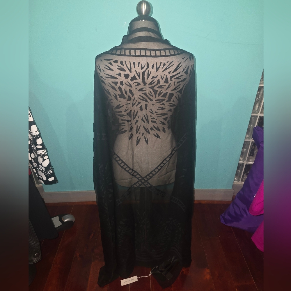 Anne Fontaine Ivette Scarf Geometric Silk Scarf in Black NWT